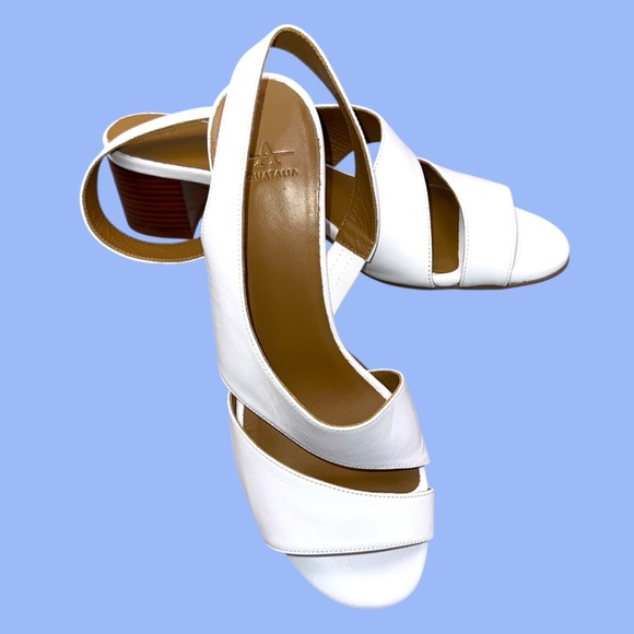 AQUATALIA Slingback Stacked Heel Sandals - Women’s 10M White - Picture 7 of 8